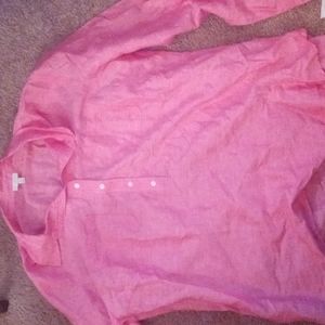 Pink half button down shirt with collar
